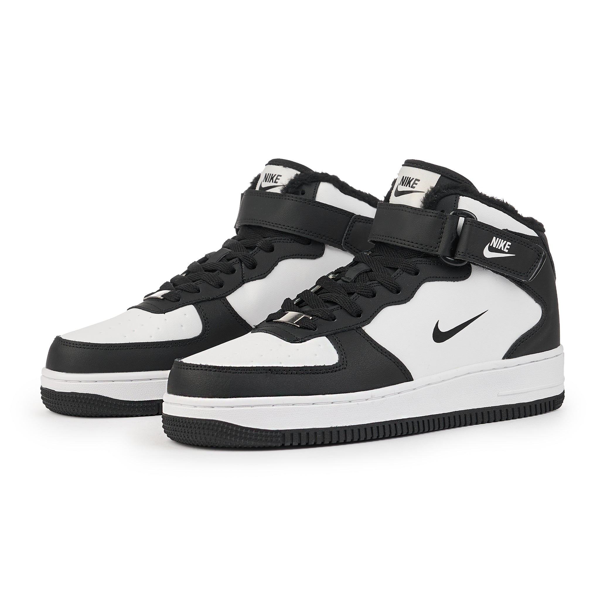 Ghete AF1 Imblanite, Negru/Alb, Piele Naturala