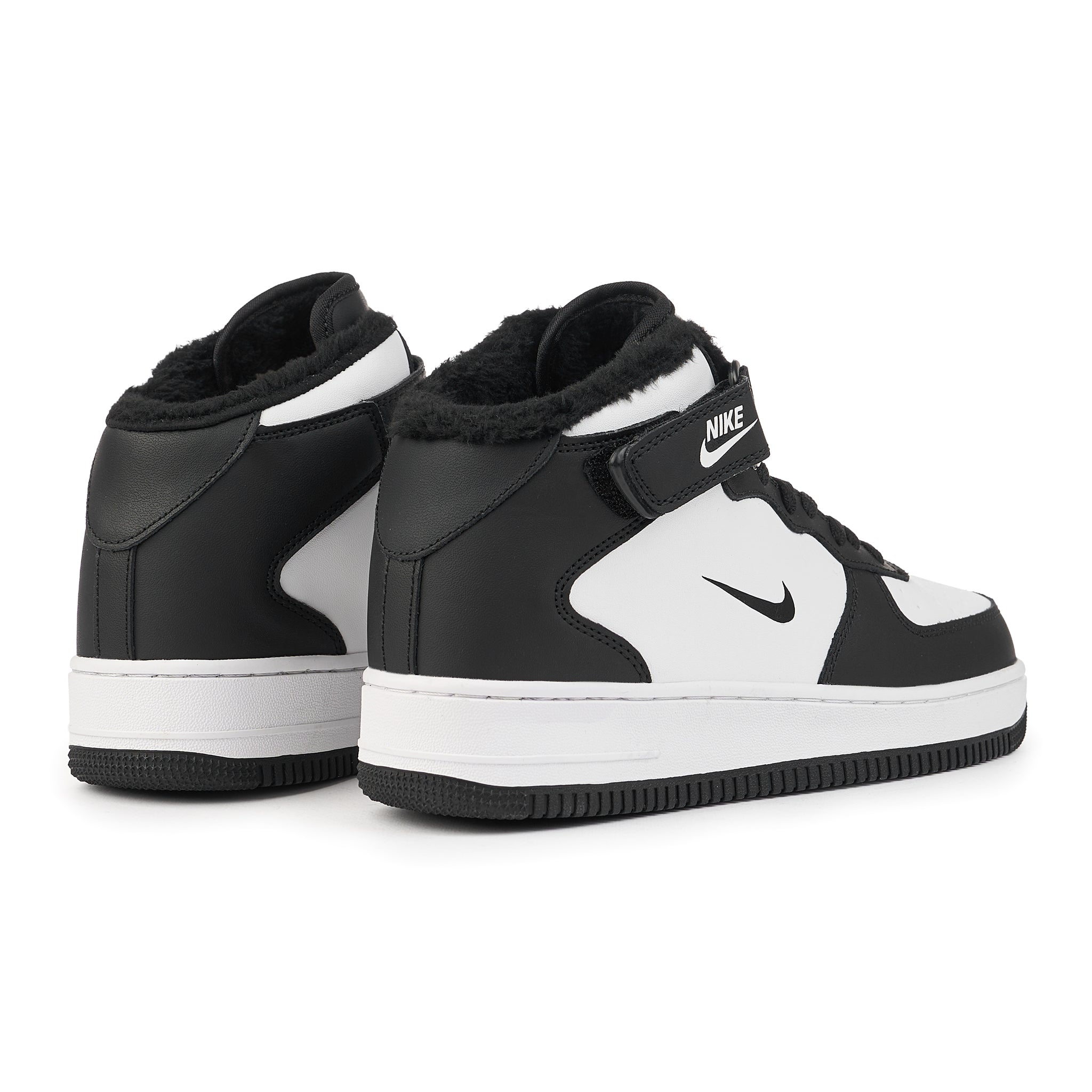 Ghete AF1 Imblanite, Negru/Alb, Piele Naturala